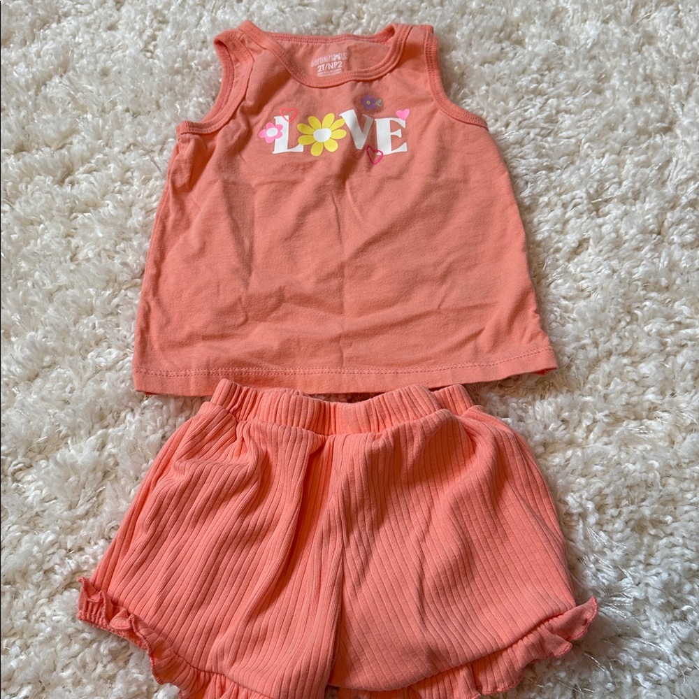 Coral Tank Top and Shorts Set